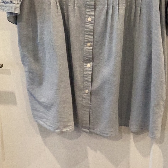 Pale Blue Linen Blend 3/4 sleeve Tunic Top - Picture 4 of 9